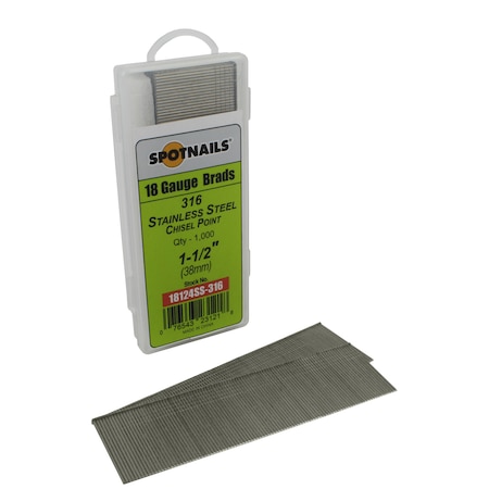 Spotnails Collated Brad Nail, 18 ga, Hot Dipped Galvanized, Brad Head 18124SS-316